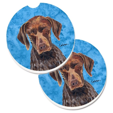 Carolines Treasures Blue German Shorthaired Pointer Set of 2 Cup Holder Car Coaster SC9117BUCARC